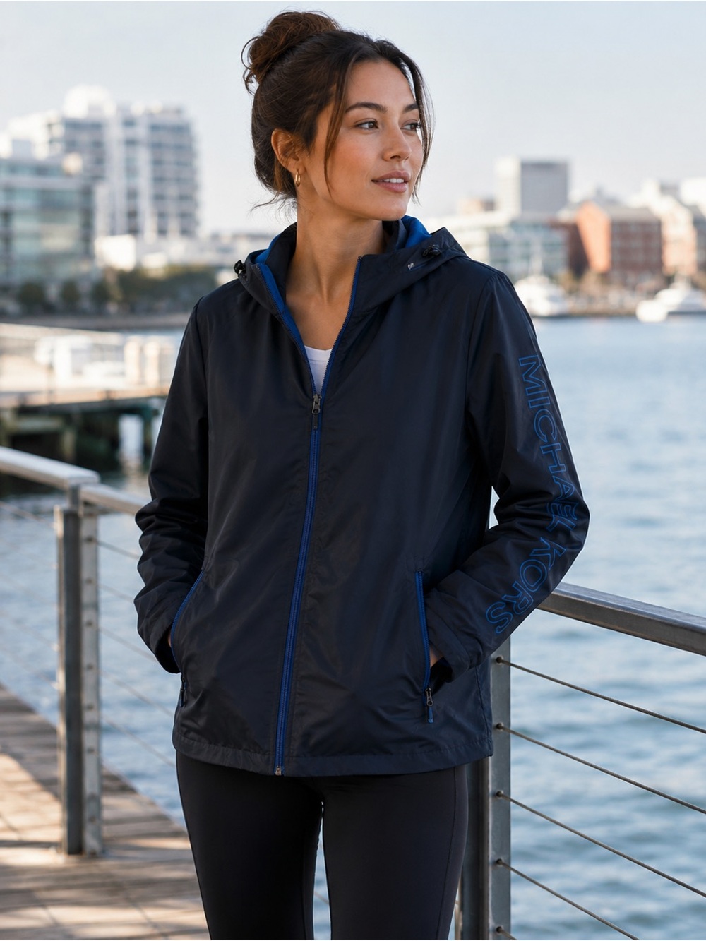 Michael Kors MK Travel Engineered Hooded Windbreaker Jacket XL